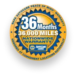 NAPA AutoCare 36 months/36,000 miles nationwide warranty logo.